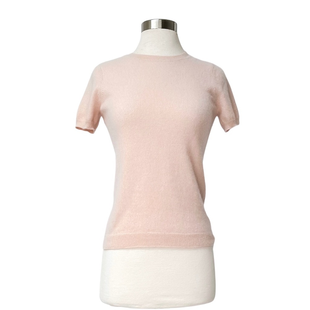 Holt Renfrew Baby Pink Cashmere Knit Sweater Short Sleeve Top - Picture 3 of 6